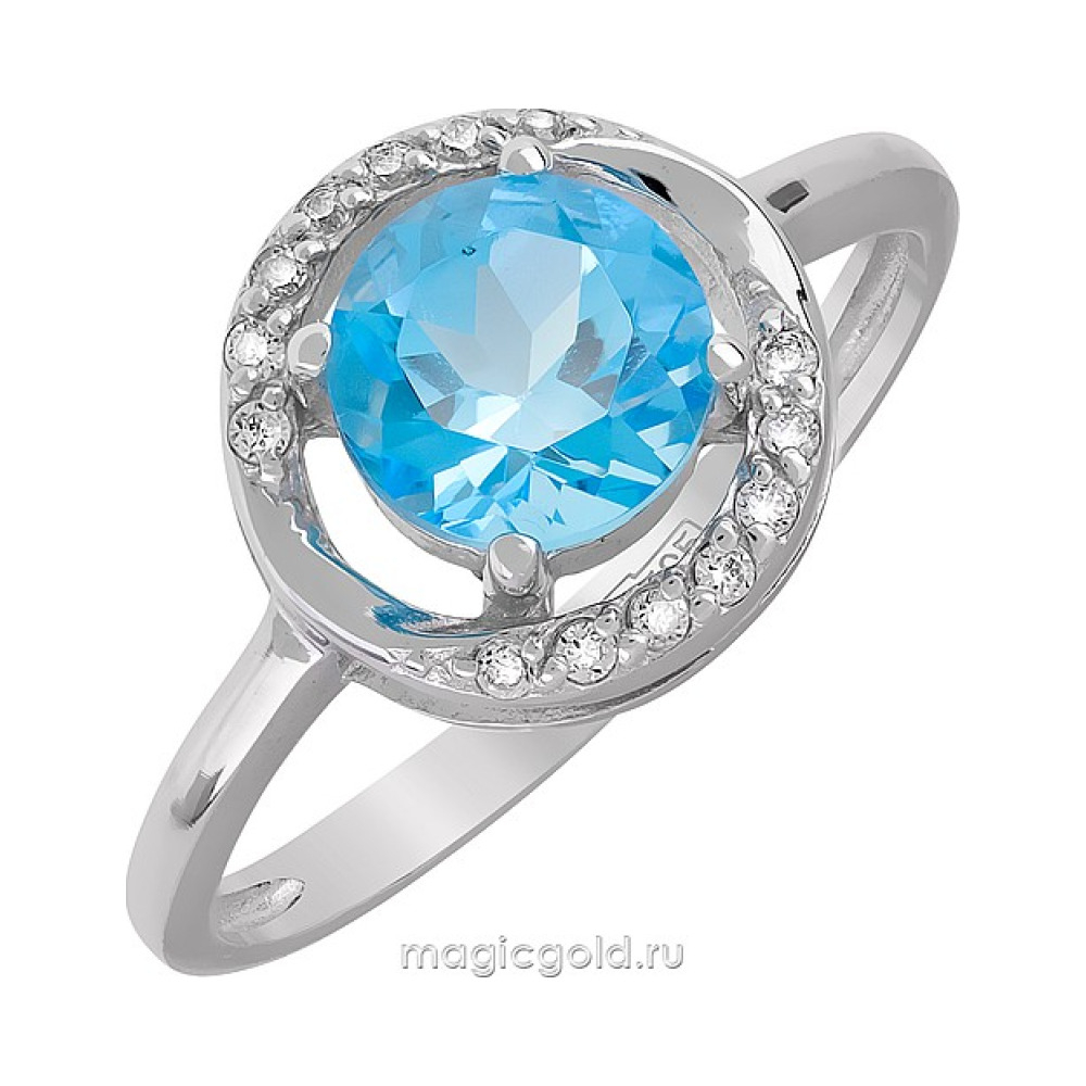 Золотое кольцо с топазом и фианитом № 117916