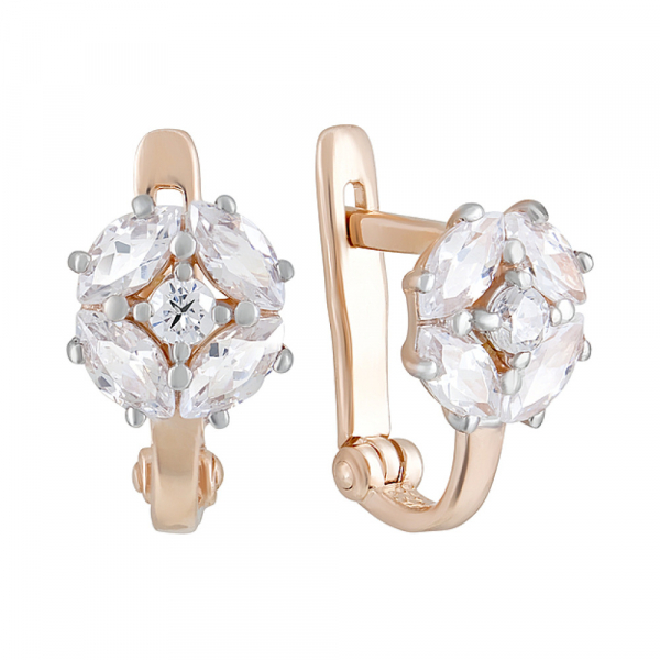 Золотые серьги с фианитами № 124373