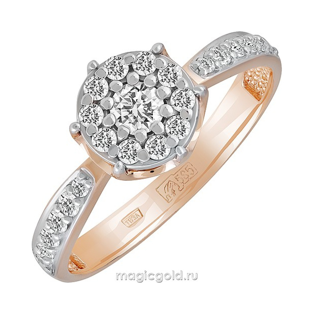 Золотое кольцо с бриллиантом № 163850