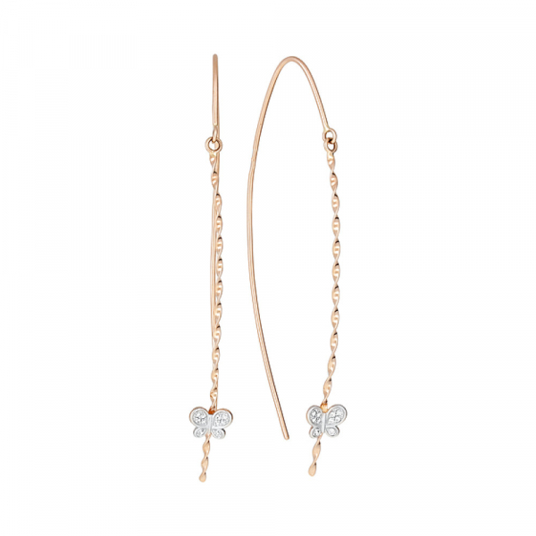 Золотые серьги с фианитами № 129255