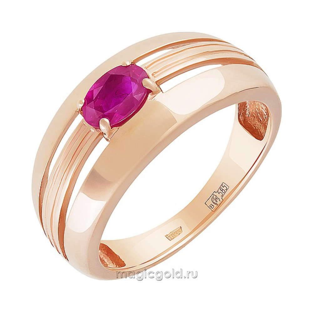Золотое кольцо с рубином № 160733