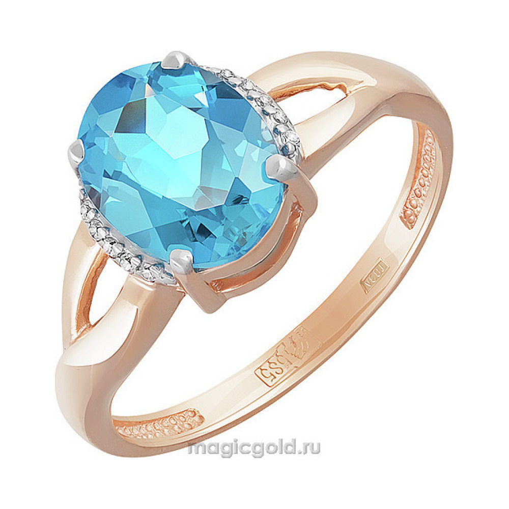 Золотое кольцо с топазом и фианитом № 158784