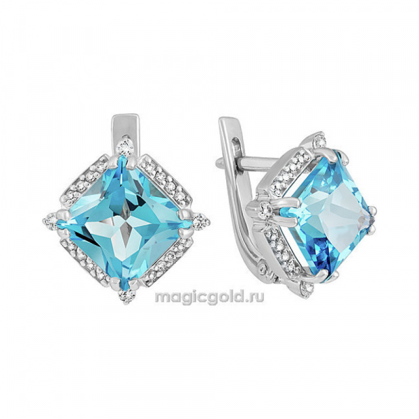 Золотые серьги с топазом и фианитом № 131839