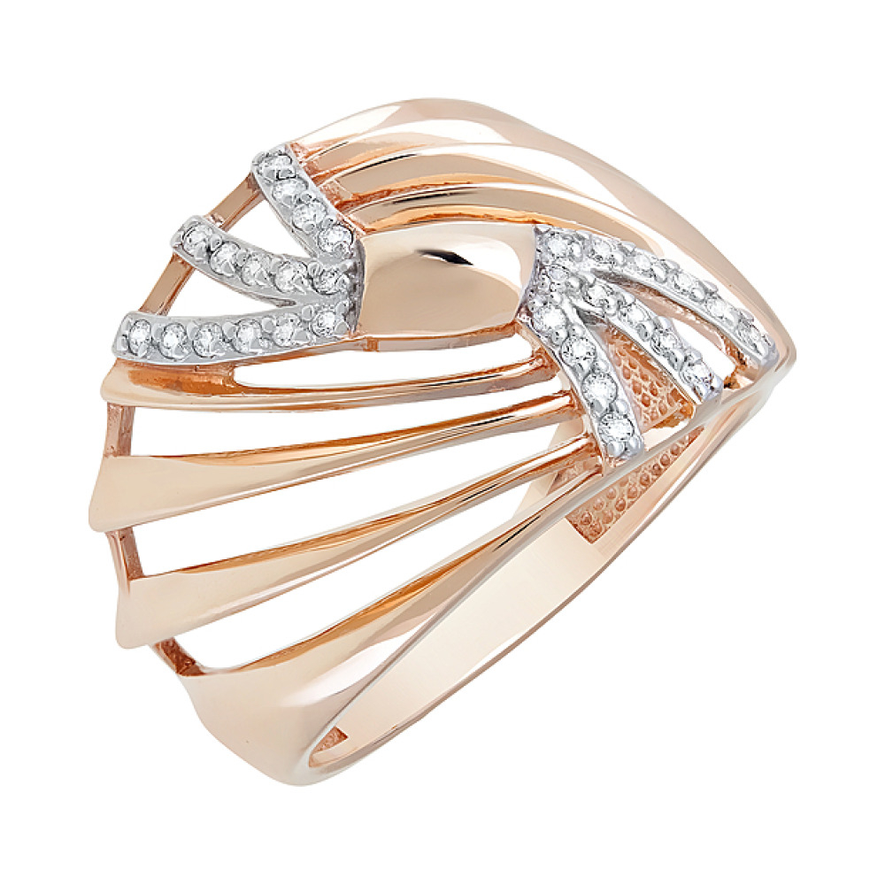 Золотое кольцо с фианитами № 123927