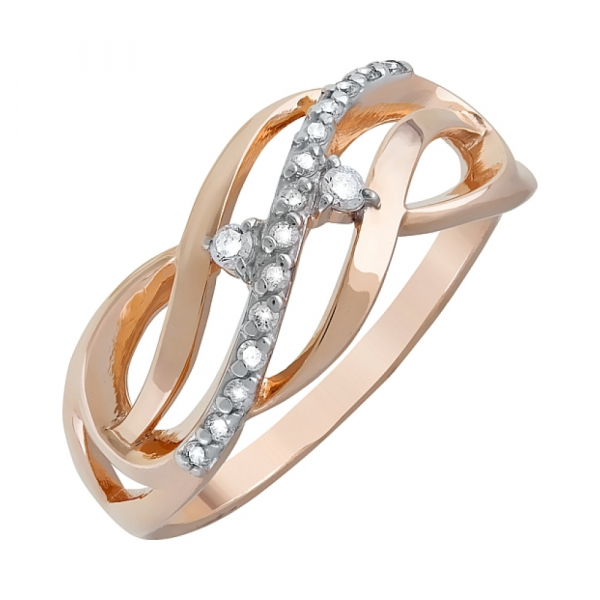 Золотое кольцо с фианитами № 120670