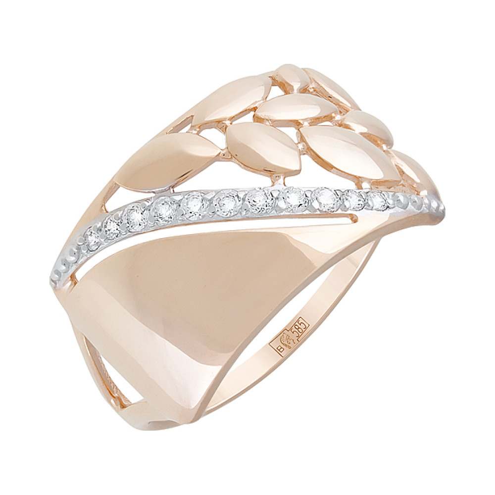 Золотое кольцо с фианитами № 127490