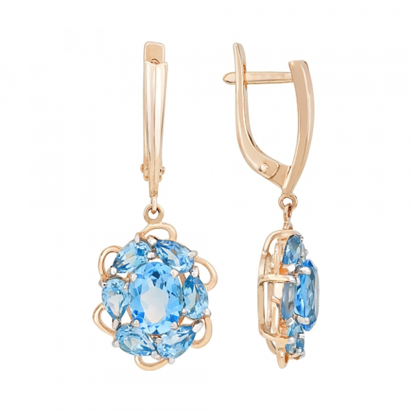 Золотые серьги с топазом № 116466