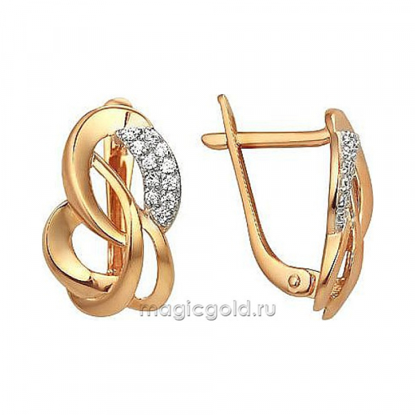 Золотые серьги с фианитом № 173148