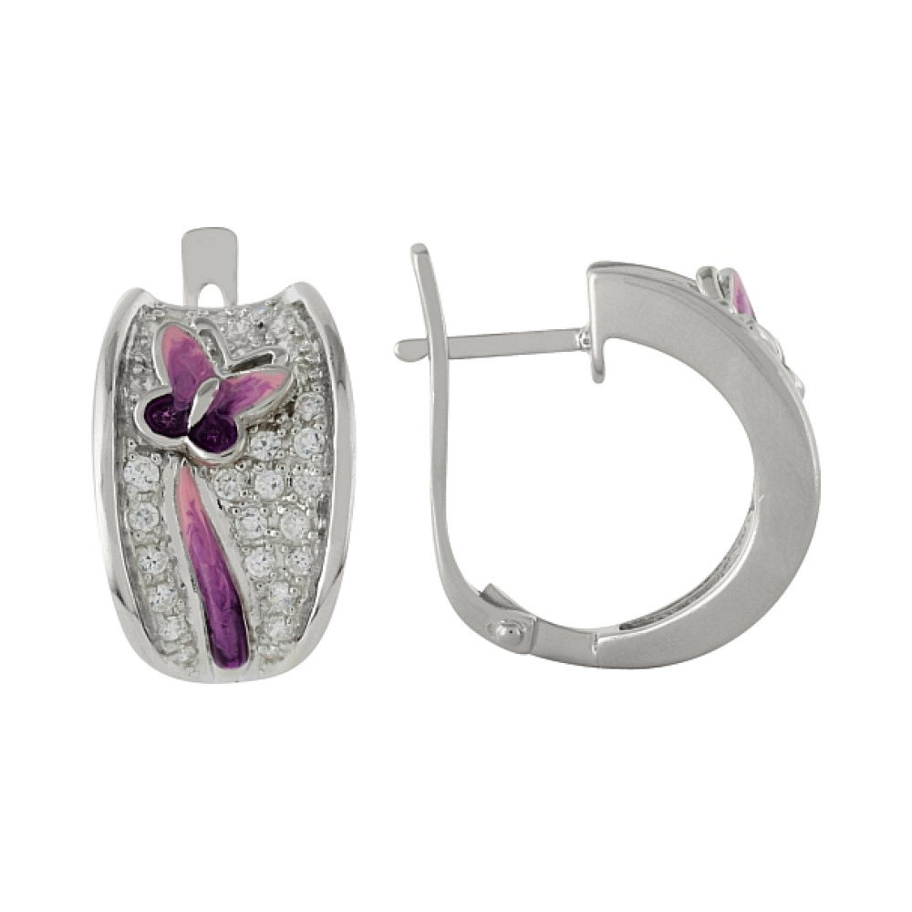 Серебряные серьги с фианитом № 99731