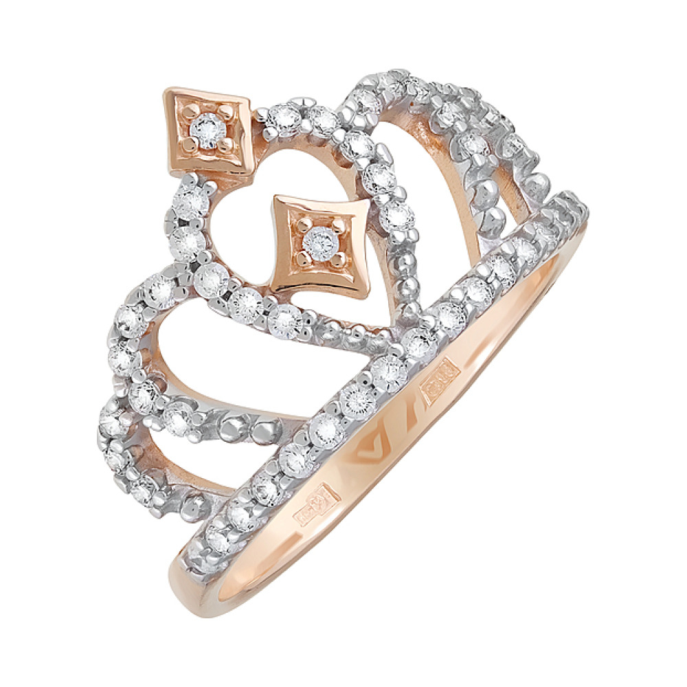 Золотое кольцо с фианитами № 124304