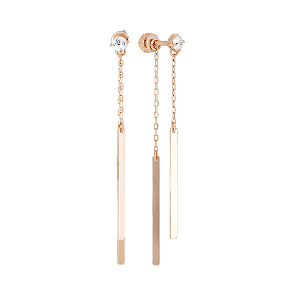 Золотые серьги с фианитами № 128006