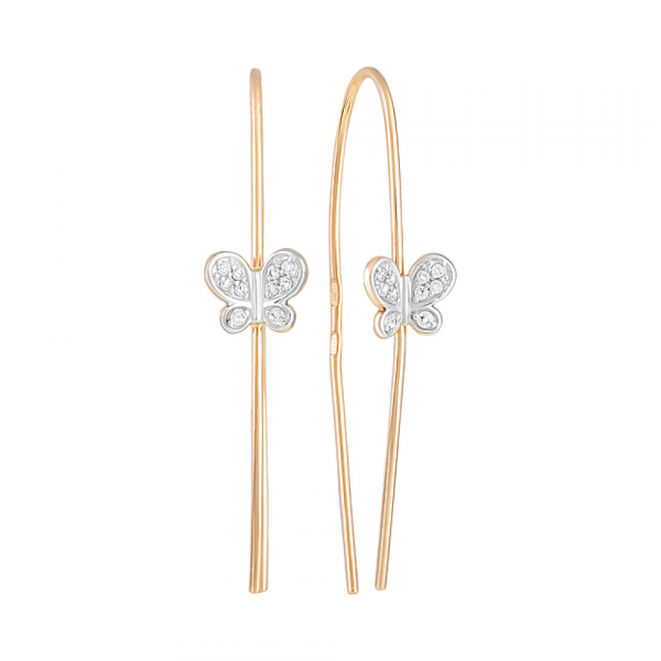 Золотые серьги с фианитами № 128993