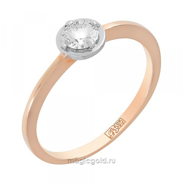 Золотое кольцо с бриллиантом № 119468