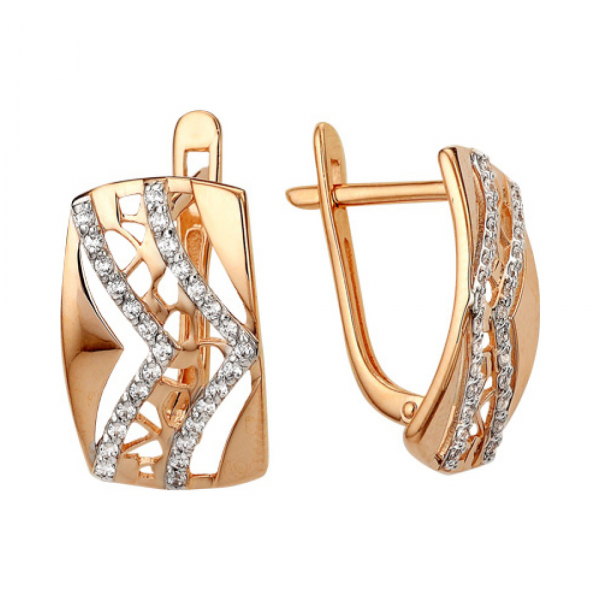 Золотые серьги с фианитом № 139391