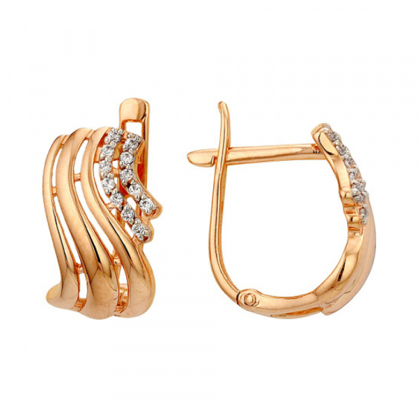 Золотые серьги с фианитом № 139378