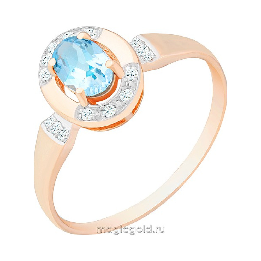 Золотое кольцо с топазом и фианитом № 170437