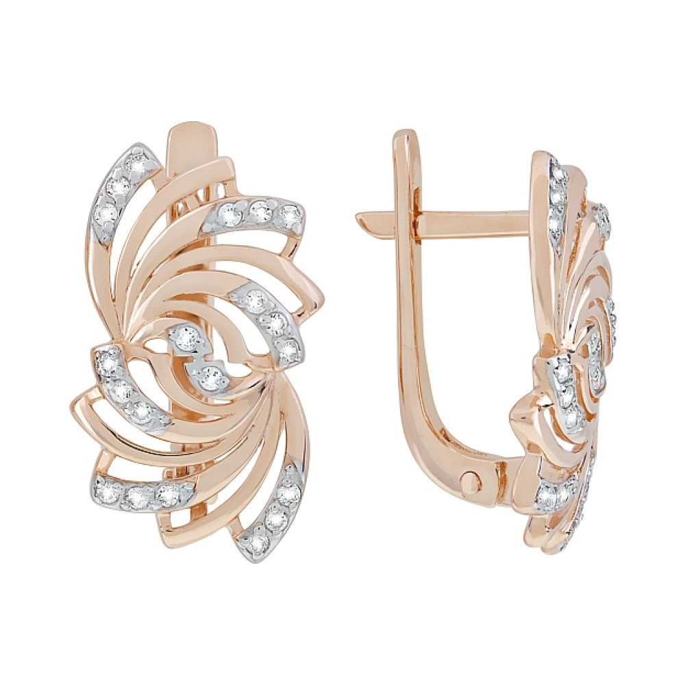 Золотые серьги с фианитами № 116664