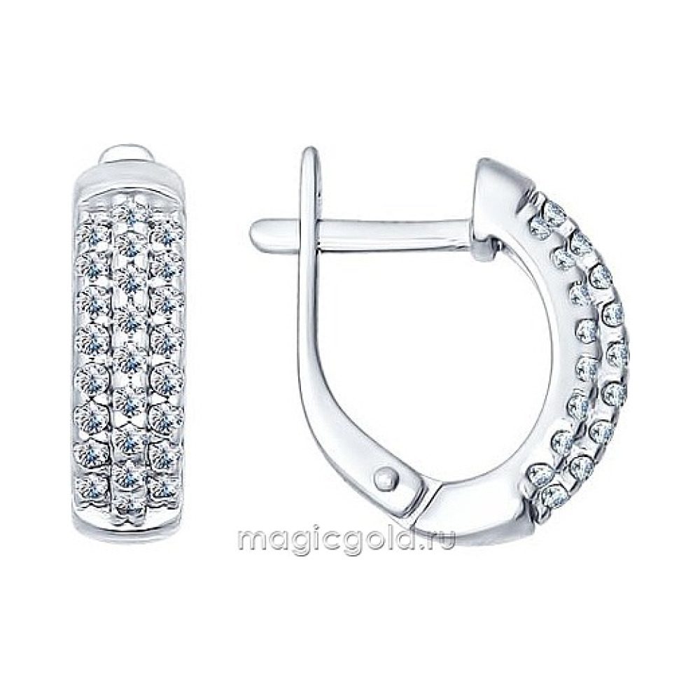 Серебряные серьги с фианитом № 160015