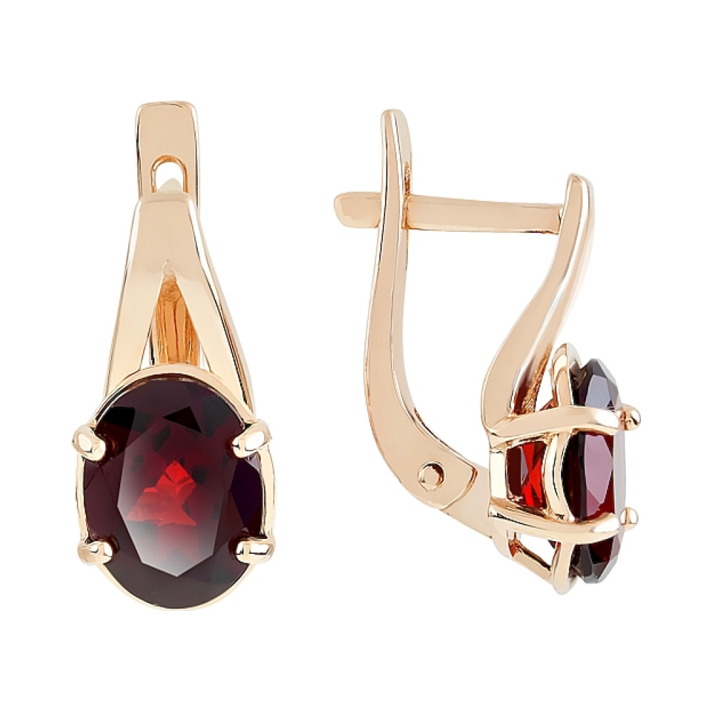 Золотые серьги с гранатом № 110860