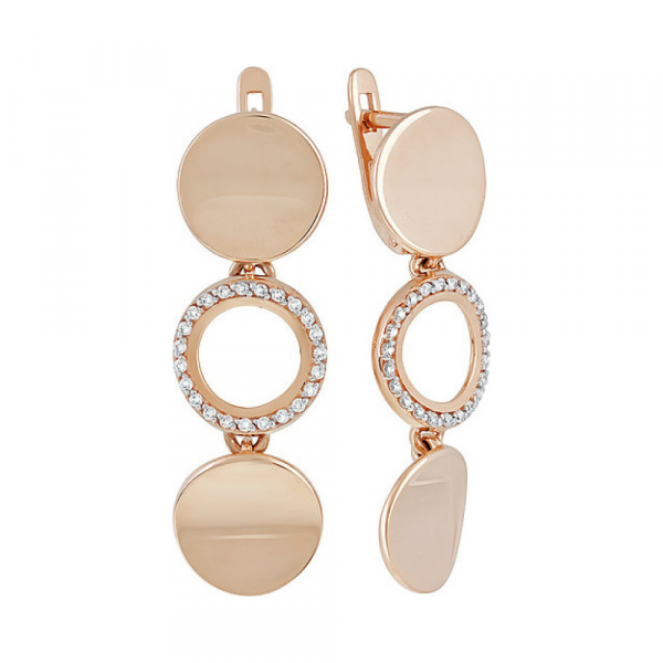 Золотые серьги с фианитом № 138189