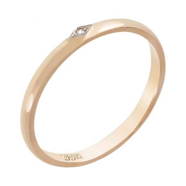 Золотое кольцо с бриллиантом обручальное № 4255