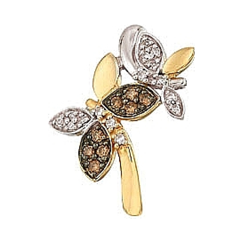 Золотая подвеска с бриллиантами коньяк № 26592