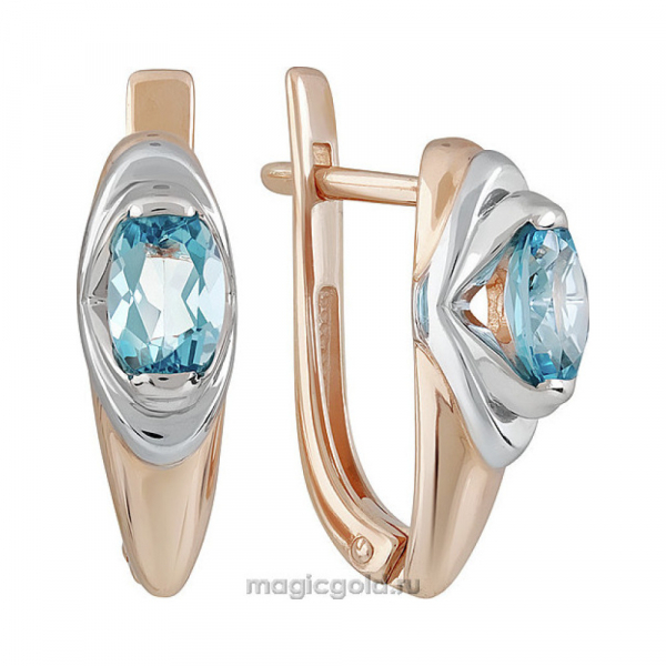 Золотые серьги с топазом № 142144