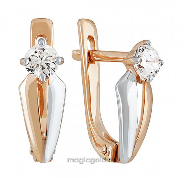 Золотые серьги с фианитом № 136652