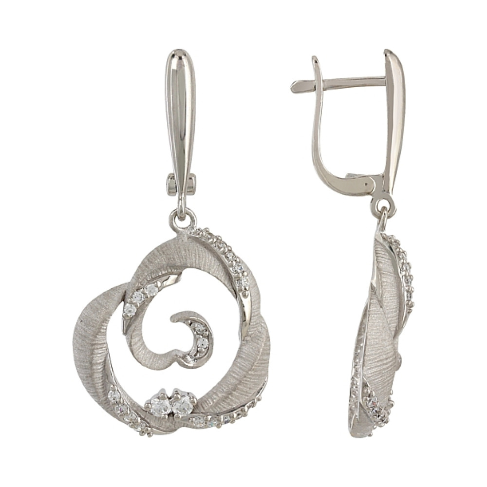 Серебряные серьги с фианитами № 106327