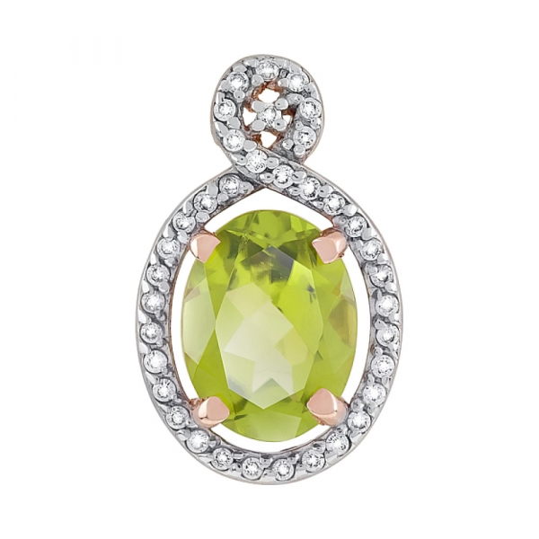 Золотая подвеска с хризолитом и фианитом № 118915