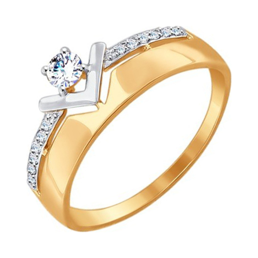 Золотое кольцо с фианитом № 162103