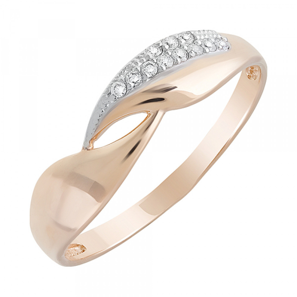 Золотое кольцо с фианитами № 126662