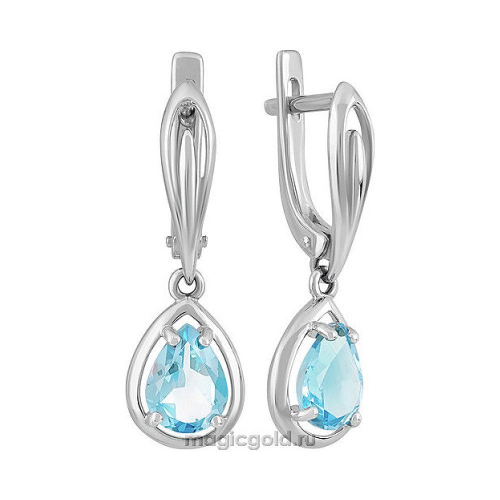 Золотые серьги с топазом № 142142