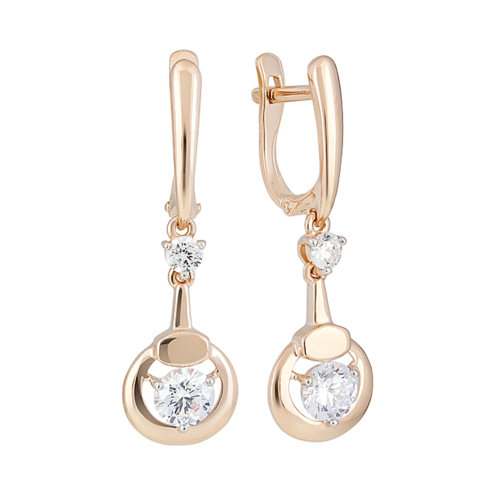 Золотые серьги с фианитами № 129194