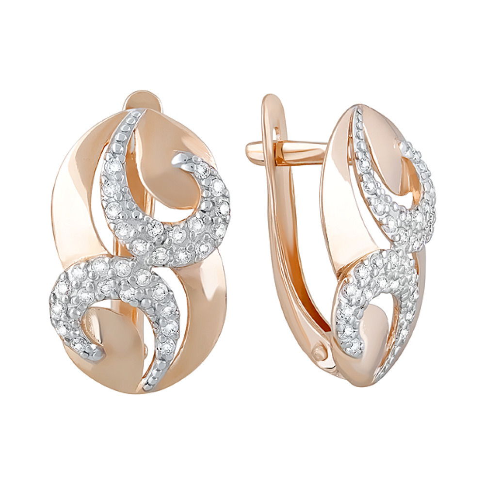 Золотые серьги с фианитами № 123488