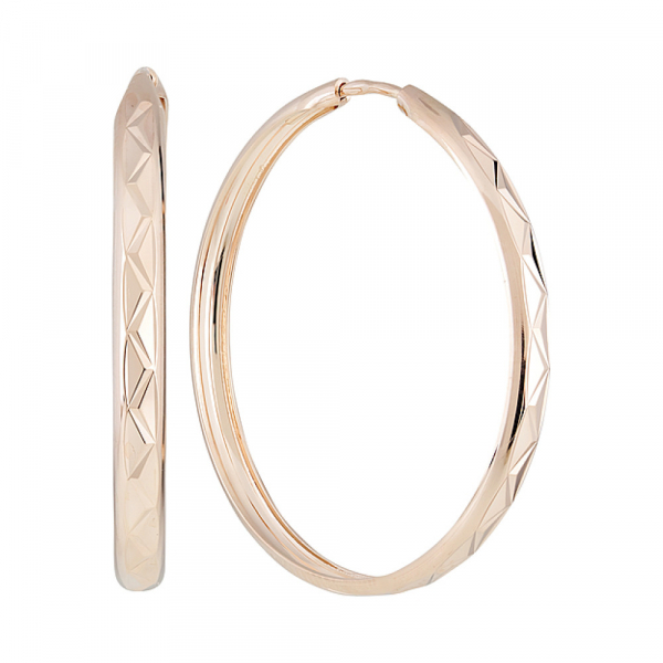 Золотые серьги конго с алмазной гранью № 129724