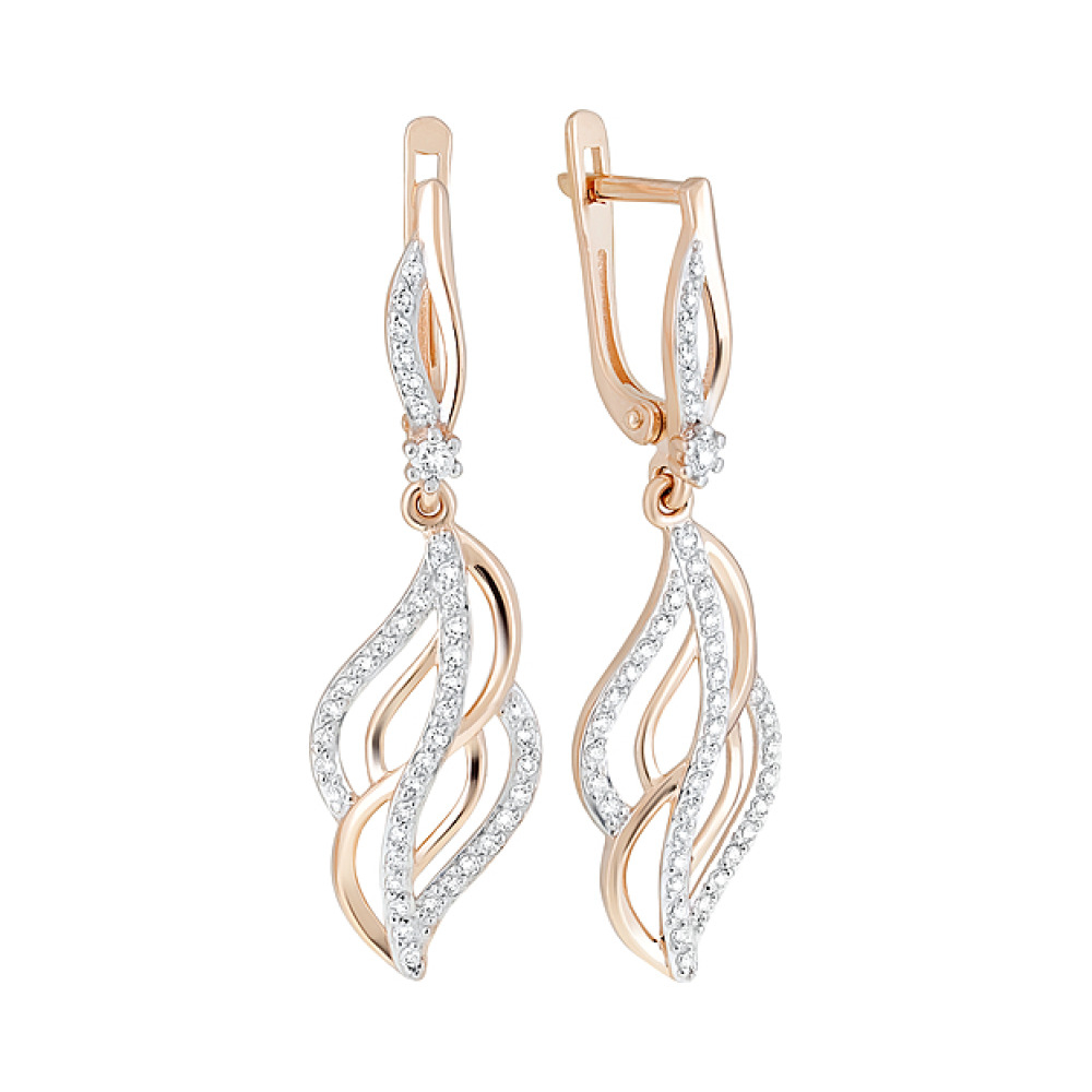 Золотые серьги с фианитами № 126412