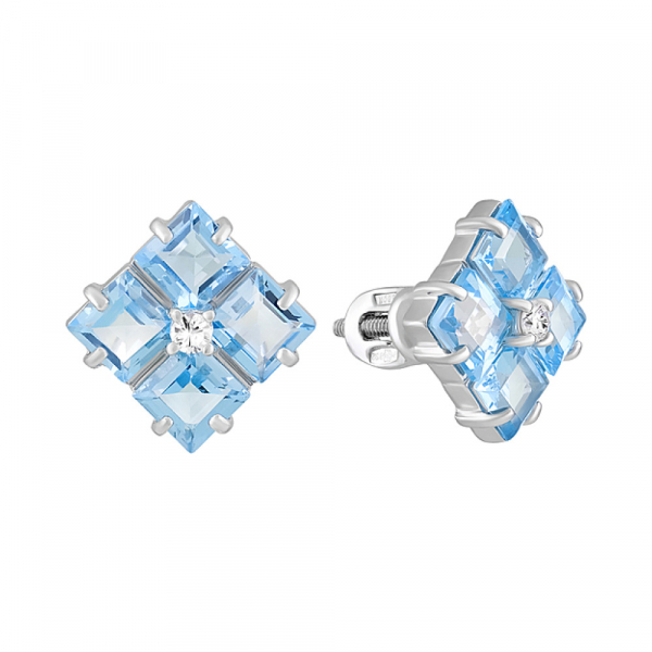 Пуссеты с топазом и фианитом № 123255