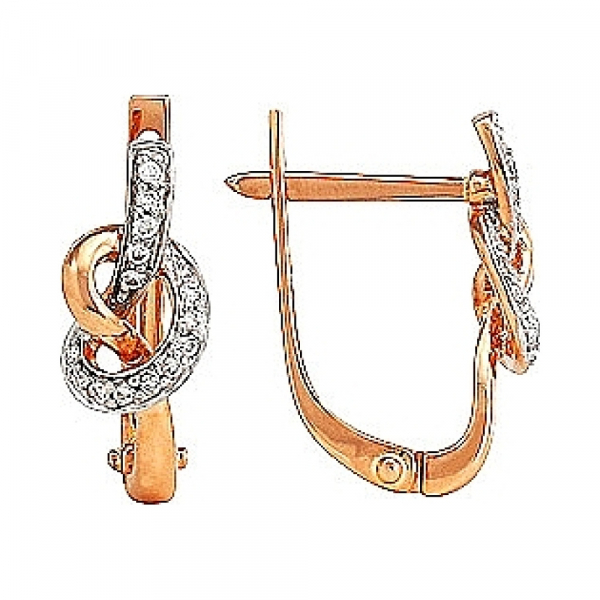 Золотые серьги с бриллиантом № 82287