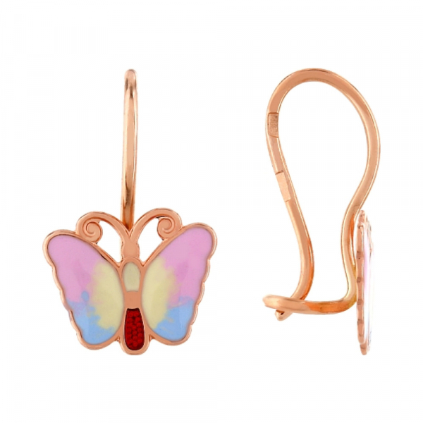 Золотые серьги с эмалью № 103817