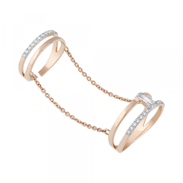 Золотое кольцо с фианитами № 129065