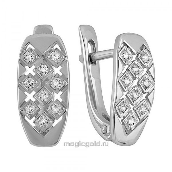 Серебряные серьги с фианитом № 134149