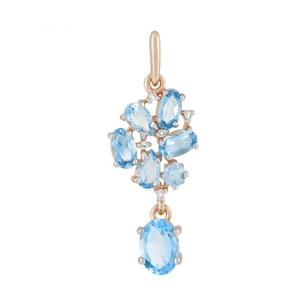 Золотая подвеска с топазом и фианитом № 120042