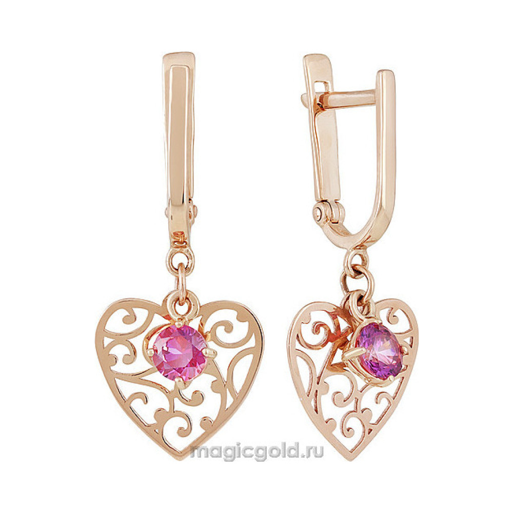 Золотые серьги с фианитом № 140449
