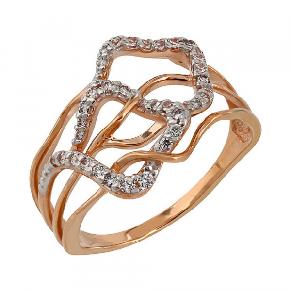 Золотое кольцо с фианитом № 107608