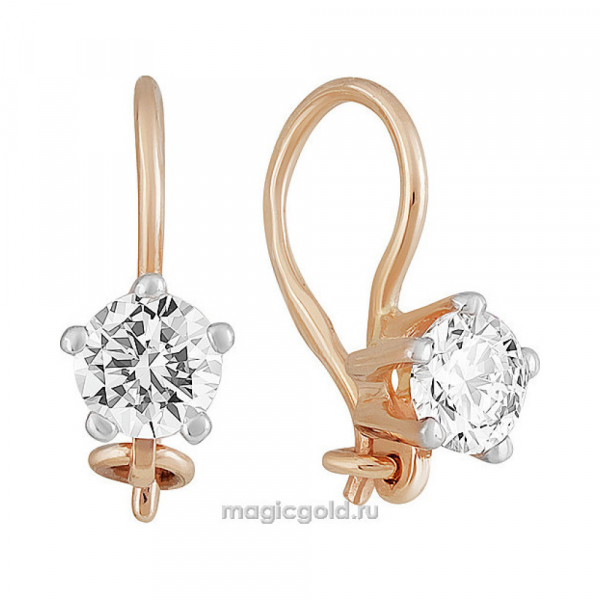 Золотые серьги с фианитом № 155410