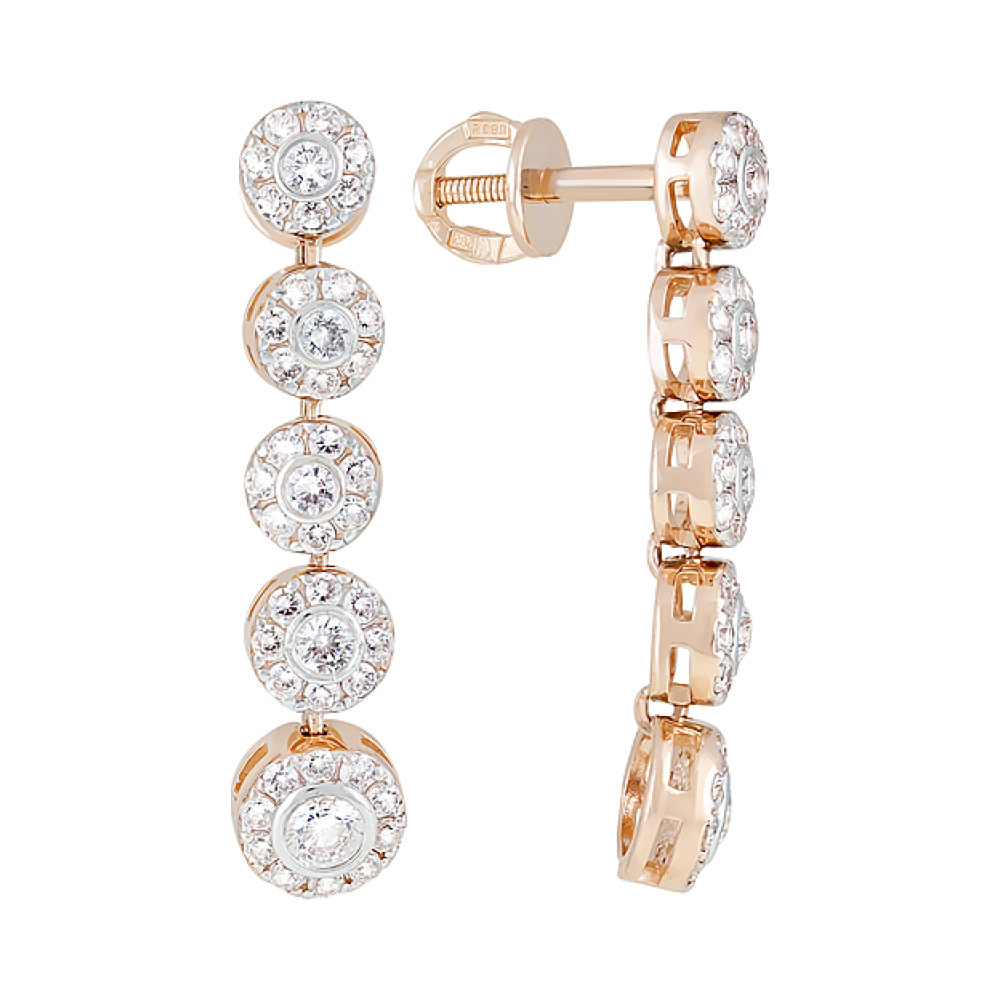 Золотые серьги с фианитами № 122277