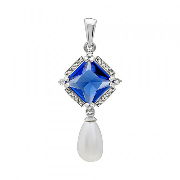 Серебряная подвеска с алпанитом, перл жемчугом и фианитом № 134568