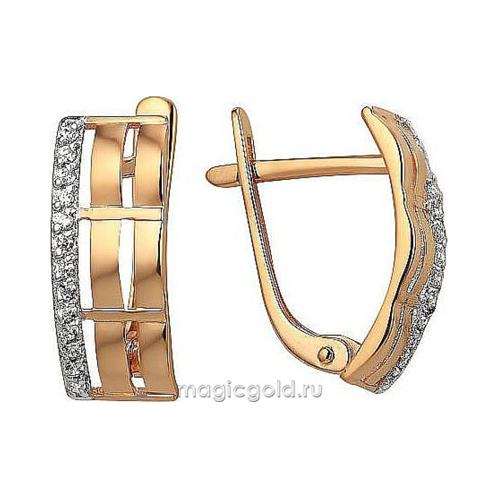 Золотые серьги с фианитом № 174010