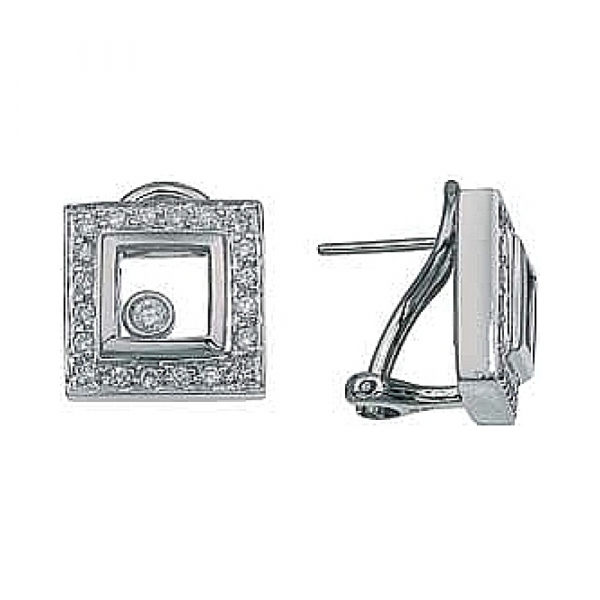 Золотые серьги с плавающими бриллиантами № 2792